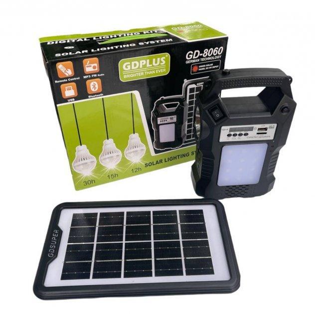 Портативная солнечная автономная система Solar GDPlus GD-8060 + FM радио + Bluetooth - фото 4 - id-p108933435