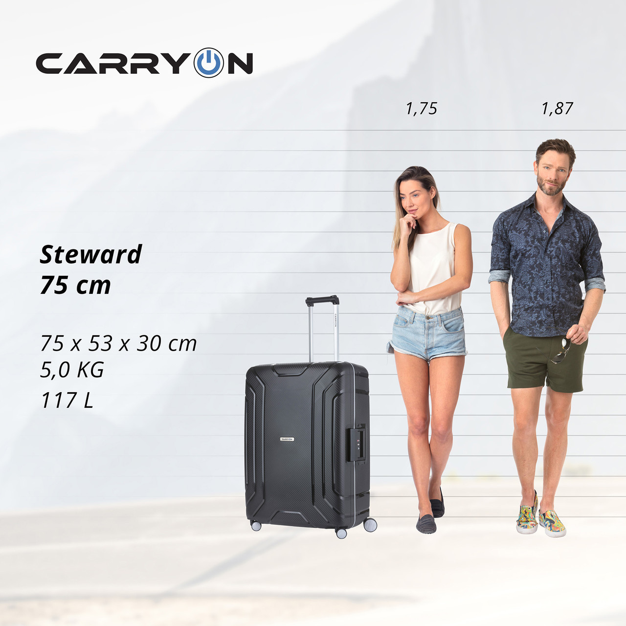 Чемодан CarryOn Steward (L) Black (502324) - фото 10 - id-p108930588