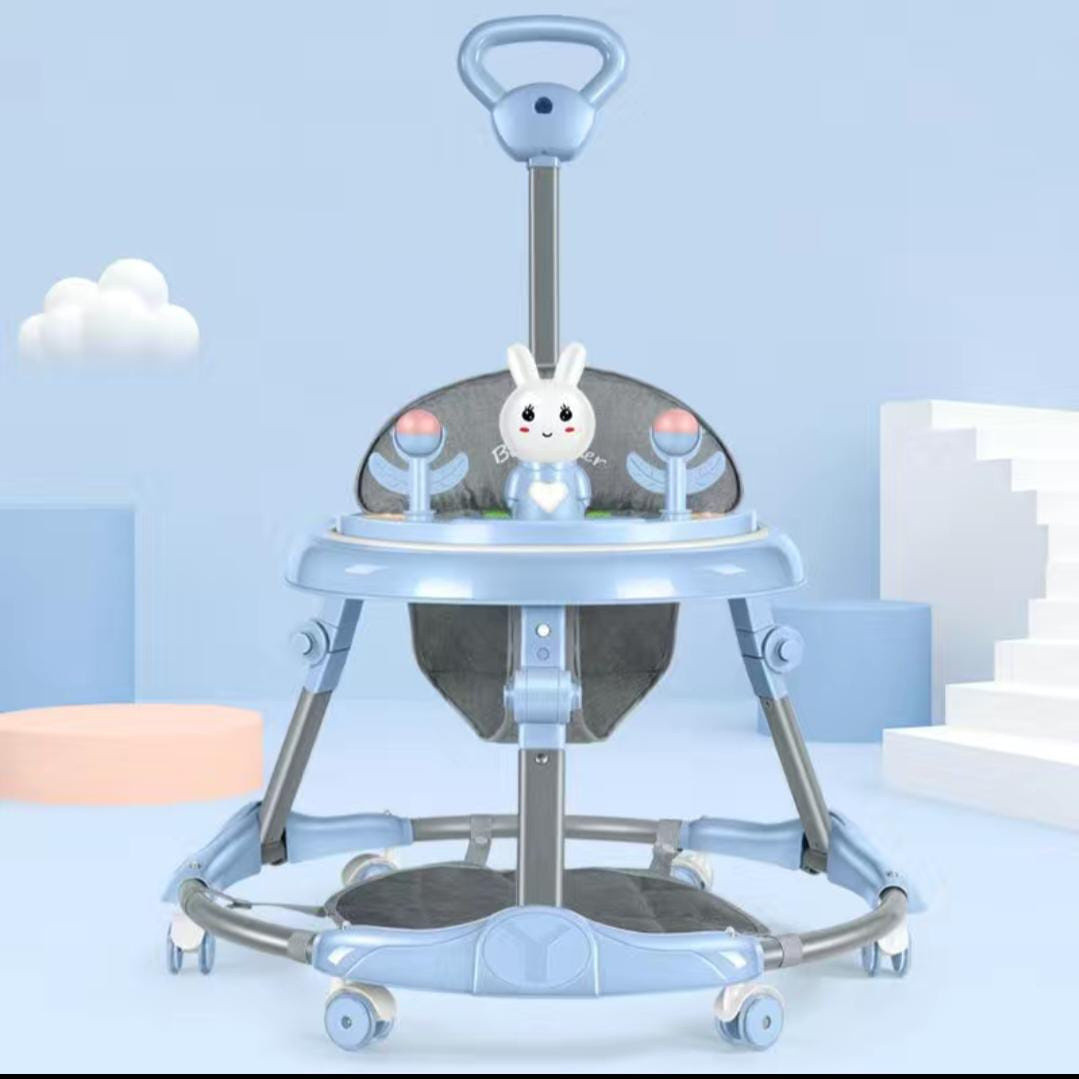 Детские ходунки BABY WALKER Зайка голубой с родительской ручкой - фото 1 - id-p108934206