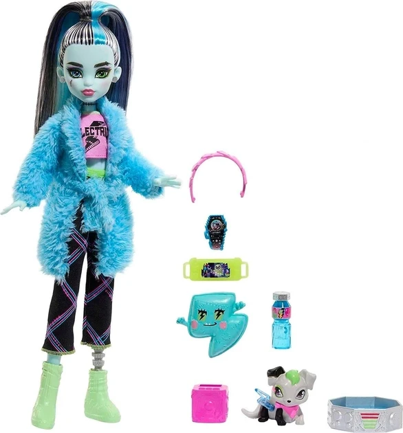 Monster High Кукла Фрэнки Штейн Пижамная вечеринка с питомцем - фото 4 - id-p108940178