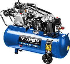 Компрессор ременной, 380 В, 530 л/мин, 100 л, 3000 Вт, ЗУБР