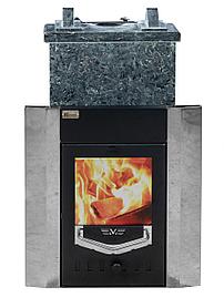 Печь банная на дровах 07н в облицовке из пироксенита . Тройка. (10-16)м3.