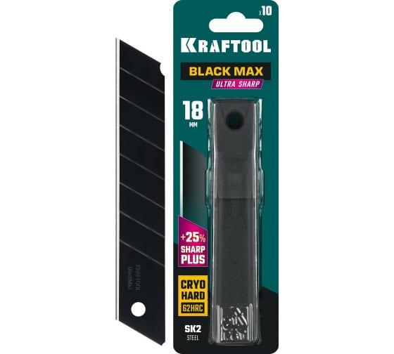 KRAFTOOL BLACK MAX 18 мм лезвия сегментированные, 8 сегментов, 10 шт - фото 1 - id-p108959247