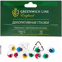 Материал декоративный Greenwich Line Глазки с цветными ресничками, овальные 10шт