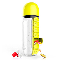 Бутылка для воды пластиковая с пеналом для таблеток