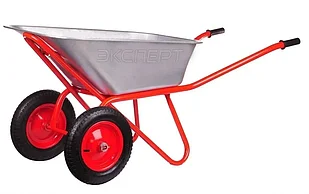 Тачка садово-строительная двухколесная усиленная красная ЭКСПЕРТ, пневмат. колесо,120кг, 80л