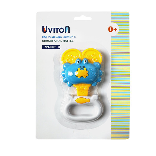 Погремушка-прорезыватель Крабик Uviton, пластик и силикон BPA-free, фото 1