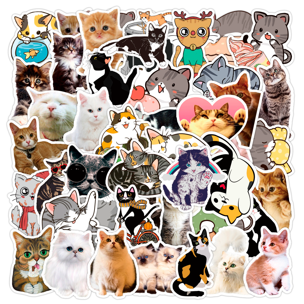 Наклейки стикеры "Котики " 52 штуки в наборе - фото 1 - id-p108962574