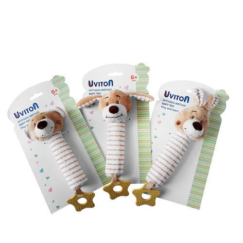 Игрушка-пищалка с силиконовым прорезывателем BPA-free, Зверята Uviton, фото 1