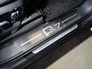 Накладки на пороги (лист шлифованный надпись Q7) ТСС для Audi Q7 2015-