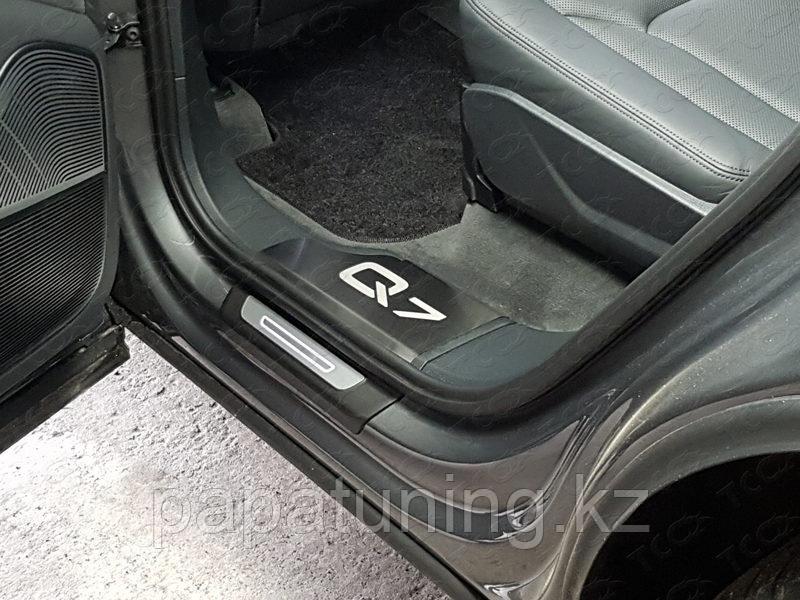 Накладки на пороги (лист шлифованный надпись Q7) ТСС для Audi Q7 2015- - фото 6 - id-p108851464