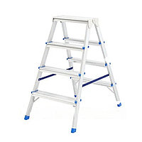 Стремянка двусторонняя 4 ступени, алюминиевая СИБРТЕХ 97924 (002)