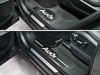 Накладки на пороги (лист шлифованный надпись audi) ТСС для Audi Q7 2015-