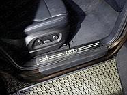 Накладки на пластиковые пороги (лист шлифованный логотип audi) ТСС для Audi Q5 2008-2016