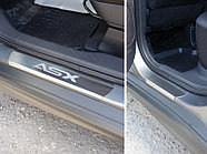 Накладки на пороги (лист шлифованный надпись ASX) ТСС для Mitsubishi ASX 2013-2017
