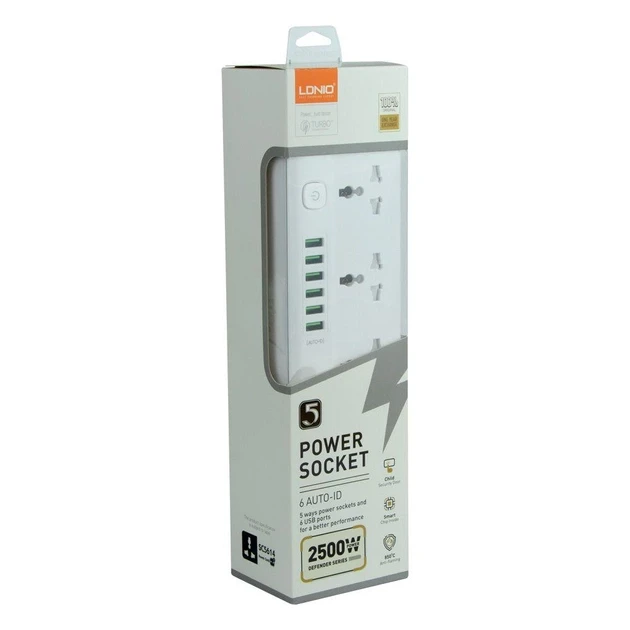 Сетевой удлинитель LDNIO SC5614 5 socket / 6 USB, White - фото 2 - id-p108969932