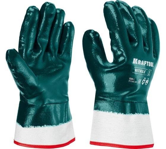 Особопрочные перчатки KRAFTOOL, нитриловое покрытие, максимальная защита от нефтепродуктов, износостойкие xl