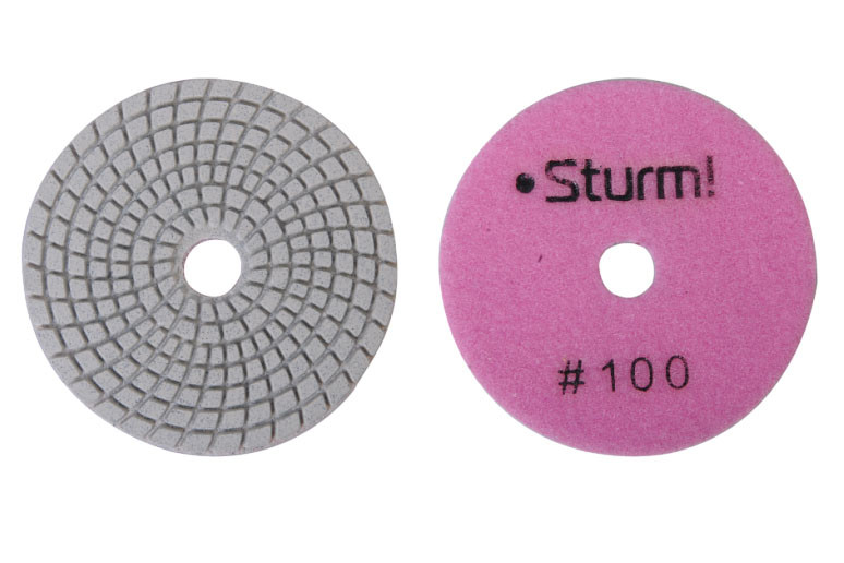 9012-W100-100 Алмазный гибкий шлифовальный круг, 100 мм, P100, мокрое шлиф. 1 шт. Sturm!