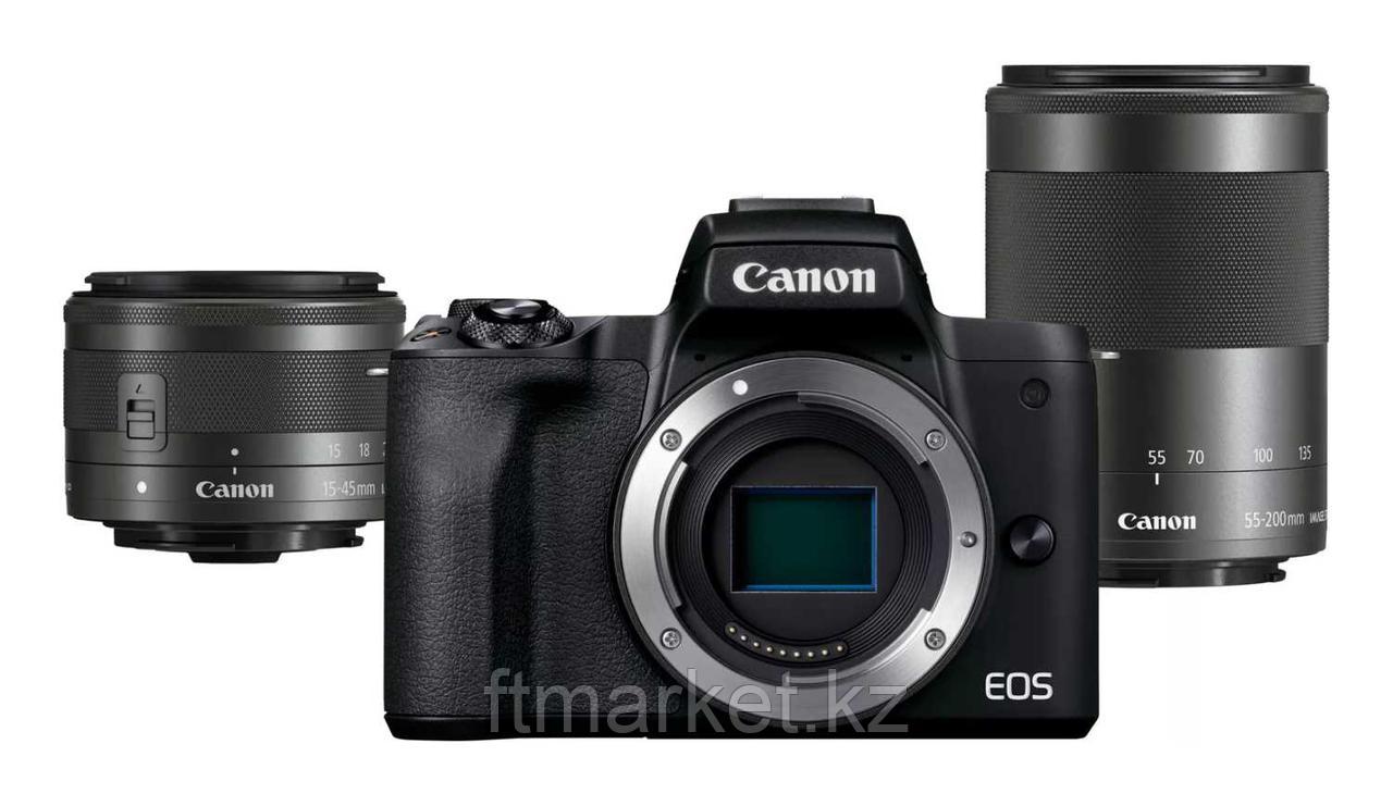 Canon EOS M50 Mark II EF-M 15-45mm + 55-200mm фотоаппараты, қара, 24 Mpx CMOS 22.3 x 14.9 мм, 3840x2160/25,, фото 1