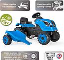 Трактор педальный с прицепом и открывающимся капотом XL синий 710129 Smoby, фото 3