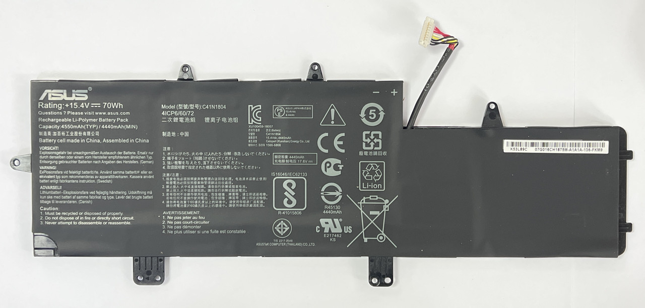 Аккумулятор для ноутбука Asus ZenBook Pro 14 UX450 UX480 C41N1804 15.4V 70Wh 4440mAh (org) - фото 2 - id-p108986251