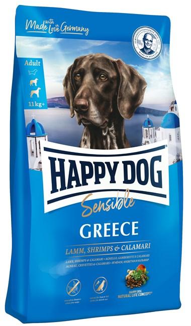 Happy Dog Sensible GREECE для собак с чувствительным пищеварением ягненок, креветки, кальмары, 2,8кг