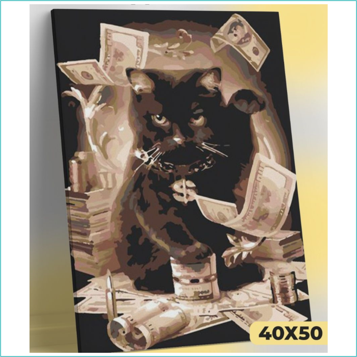 Картина по номерам "Кот в деньгах" (40х50) - фото 1 - id-p109000152