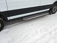 Порог с площадкой (укороченный, нерж. лист) 42,4 мм (правый) ТСС для Ford Transit FWD L2 2013-