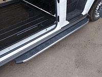 Порог алюминиевый с пластиковой накладкой (карбон серебро) 1720 мм (левый) ТСС для Ford Transit FWD L2 2013-