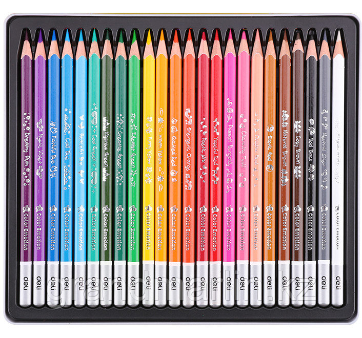 Карандаши цветные Deli "Color Emotion", 24цв., заточен., металл. бокс