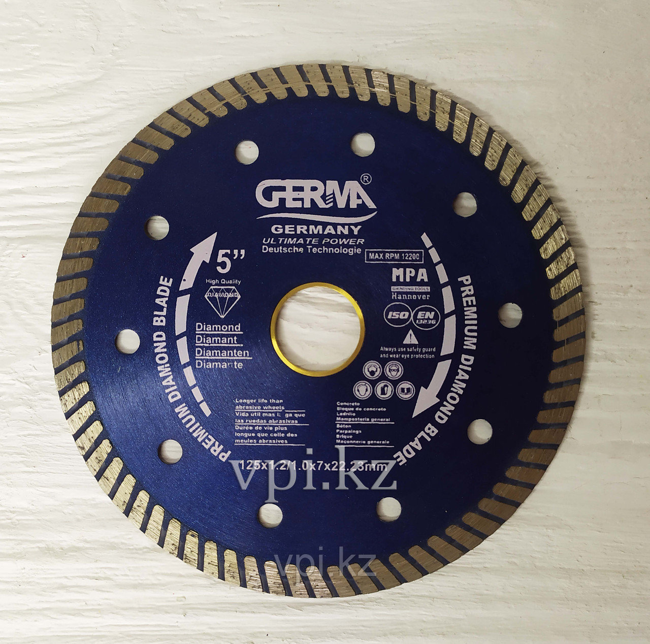 Круг алмазный отрезной, тонкий сухой рез, "TURBO" 125*22.2 Germa