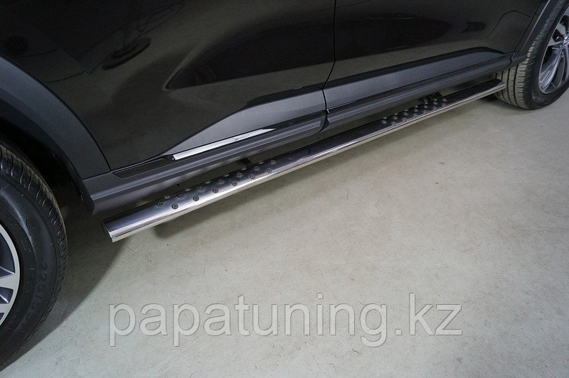 Пороги овальные с проступью 75х42 мм ТСС для HAVAL F7X (2.0L 4WD) 2022-, фото 1