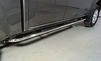 Пороги овальные гнутые с накладкой 75х42 мм ТСС для Great Wall Wingle 7 4WD 2.0 TD 2020-