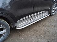 Пороги с площадкой 75х42 мм ТСС для Kia Soul 2014-2016