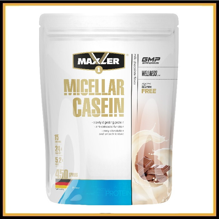 Медленно переваривающийся протеин - Maxler Micellar Casein 450 г «Клубника»