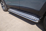 Пороги с площадкой 42,4 мм ТСС для Jeep Cherokee (Trailhawk) 2014-