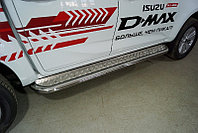 Пороги с площадкой 75х42 мм ТСС для Isuzu D-MAX 3.0D 2019-