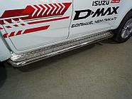 Пороги с площадкой 60,3 мм ТСС для Isuzu D-MAX 3.0D 2019-