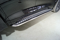 Пороги с площадкой 75х42 мм ТСС для Great Wall POER 2.0TD 4WD 2021-