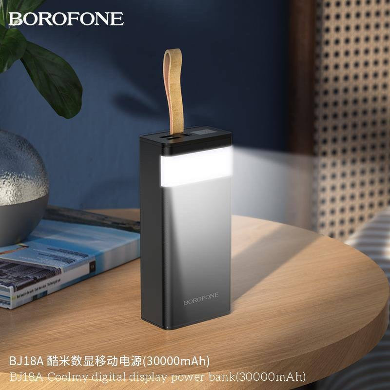 Портативный аккумулятор Power bank Borofone BJ18A 30000mAh с лампой черный - фото 3 - id-p109044817