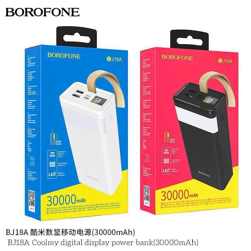 Портативный аккумулятор Power bank Borofone BJ18A 30000mAh с лампой черный - фото 2 - id-p109044817