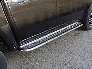 Пороги с площадкой 75х42 мм ТСС для Dongfeng DF6 2.3D Luxury 2022-