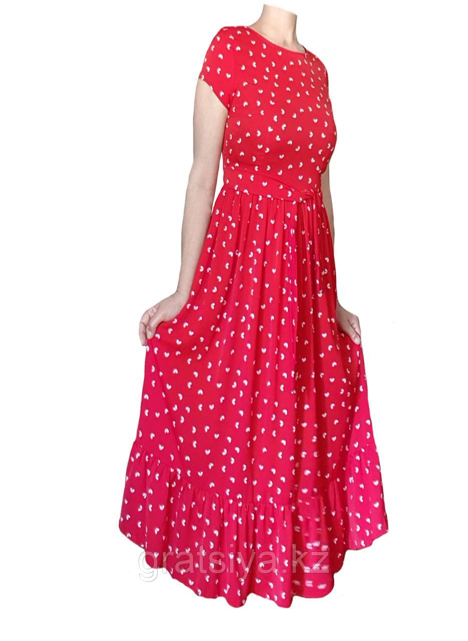 Летнее Воздушное Отрезное Платье по Линии Талии Красное Макси - фото 2 - id-p98953664
