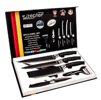Набор кухонных ножей с ребристой поверхностью ZEPTER [6 предметов с топориком] (Черный)