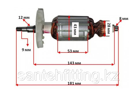 Якорь болгарки 150 SL ( 181*43 карась 9мм) CT13029 Crown/DWT # Д-105 *