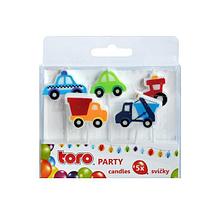 Свеча для торта с держателем набор 5шт дизайн  Машинки