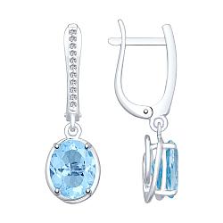 Серьги из серебра с топазами и фианитами SOKOLOV 92022053 серебро с родием, с английским замком