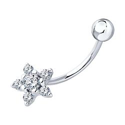 Пирсинг из серебра с фианитами Diamant 94-160-02012-1 серебро с родием