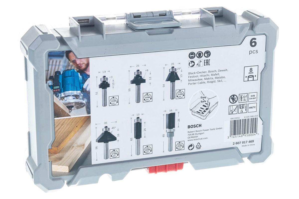 Набор кромочных фрез Bosch (6 шт; хвостовик 8 мм) 2607017469 - фото 2 - id-p109043926