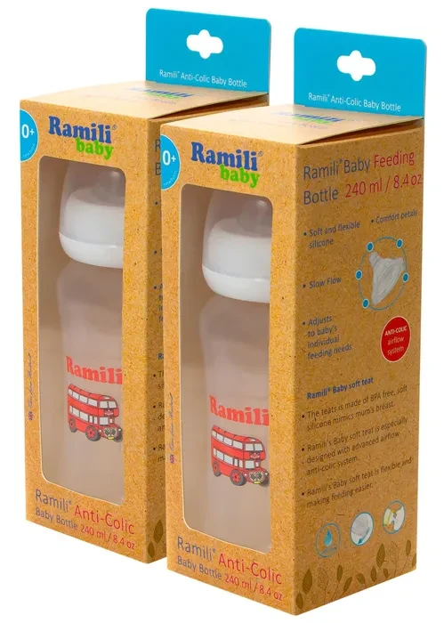 Набор из двух противоколиковых бутылочек Ramili Baby 240MLX2 (240 мл. x2, 0+, слабый поток) - фото 3 - id-p109086066